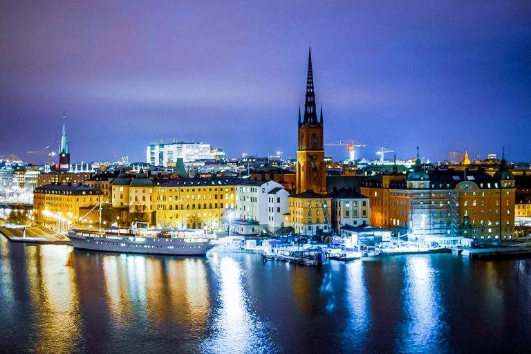 Landscape of Stockholm city in the night